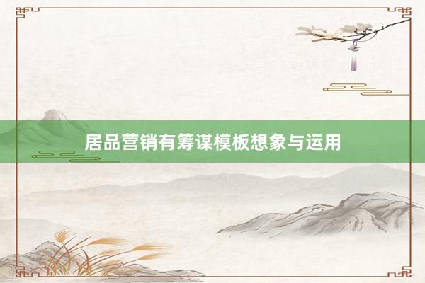 居品营销有筹谋模板想象与运用